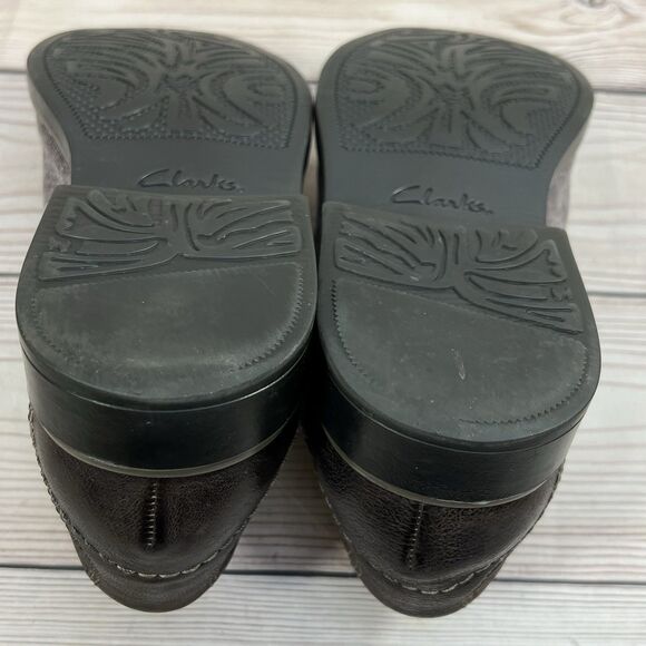 Clarks Garren Cap-Toe Oxford Mens 10.5 Brown Combi Leather Fabric Dress Shoe EUC - Picture 13 of 16